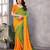 green striped georgette saree with lace border & blouse piece