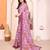   purple floral georgette saree with lace border & blouse piece