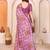   purple floral georgette saree with lace border & blouse piece