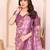   purple floral georgette saree with lace border & blouse piece