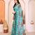 Blue floral georgette saree with lace border & blouse piece