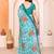  Blue floral georgette saree with lace border & blouse piece
