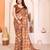 beige floral georgette saree with lace border & blouse piece