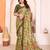 green floral georgette saree with lace border & blouse piece