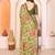 green floral georgette saree with lace border & blouse piece