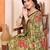 green floral georgette saree with lace border & blouse piece