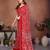 red floral georgette saree with lace border & blouse piece