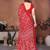 red floral georgette saree with lace border & blouse piece