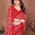 red floral georgette saree with lace border & blouse piece