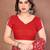 red floral georgette saree with lace border & blouse piece