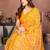  yellow floral georgette saree with lace border & blouse piece