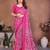 pink floral georgette saree with lace border & blouse piece