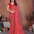 red floral georgette saree with lace border & blouse piece