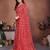 red floral georgette saree with lace border & blouse piece