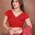 red floral georgette saree with lace border & blouse piece
