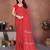 red floral georgette saree with lace border & blouse piece