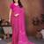 pink floral georgette saree with lace border & blouse piece