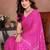 pink floral georgette saree with lace border & blouse piece