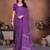  purple floral georgette saree with lace border & blouse piece