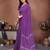  purple floral georgette saree with lace border & blouse piece