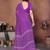  purple floral georgette saree with lace border & blouse piece