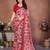 pink floral georgette saree with lace border & blouse piece