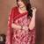 pink floral georgette saree with lace border & blouse piece