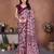 magenta geometric print georgette saree with lace border & blouse piece