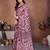 magenta geometric print georgette saree with lace border & blouse piece