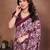 magenta geometric print georgette saree with lace border & blouse piece