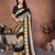 black geometric print georgette saree with lace border & blouse piece