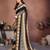 black geometric print georgette saree with lace border & blouse piece