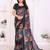 black floral georgette saree with lace border & blouse piece