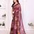 maroon floral georgette saree with lace border & blouse piece