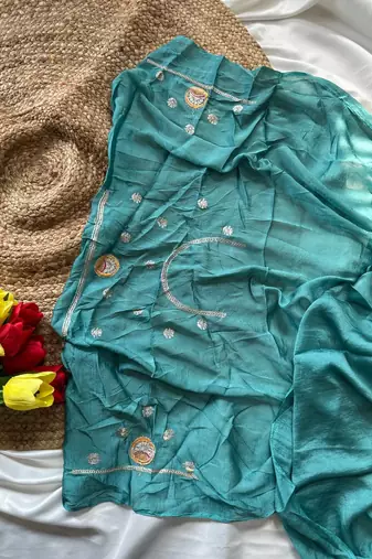 Blue Color Soft Silk Georgette Embroidered Saree
