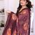 maroon floral georgette saree with lace border & blouse piece
