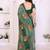 green floral georgette saree with lace border & blouse piece