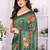 green floral georgette saree with lace border & blouse piece