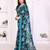 blue floral georgette saree with lace border & blouse piece