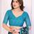 blue floral georgette saree with lace border & blouse piece