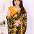  yellow floral georgette saree with lace border & blouse piece