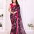 pink floral georgette saree with lace border & blouse piece