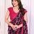 pink floral georgette saree with lace border & blouse piece