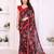 red floral georgette saree with lace border & blouse piece