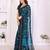blue floral georgette saree with lace border & blouse piece