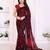 red floral georgette saree with lace border & blouse piece