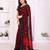 red floral georgette saree with lace border & blouse piece