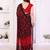 red floral georgette saree with lace border & blouse piece