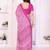 pink floral georgette saree with lace border & blouse piece