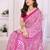 pink floral georgette saree with lace border & blouse piece